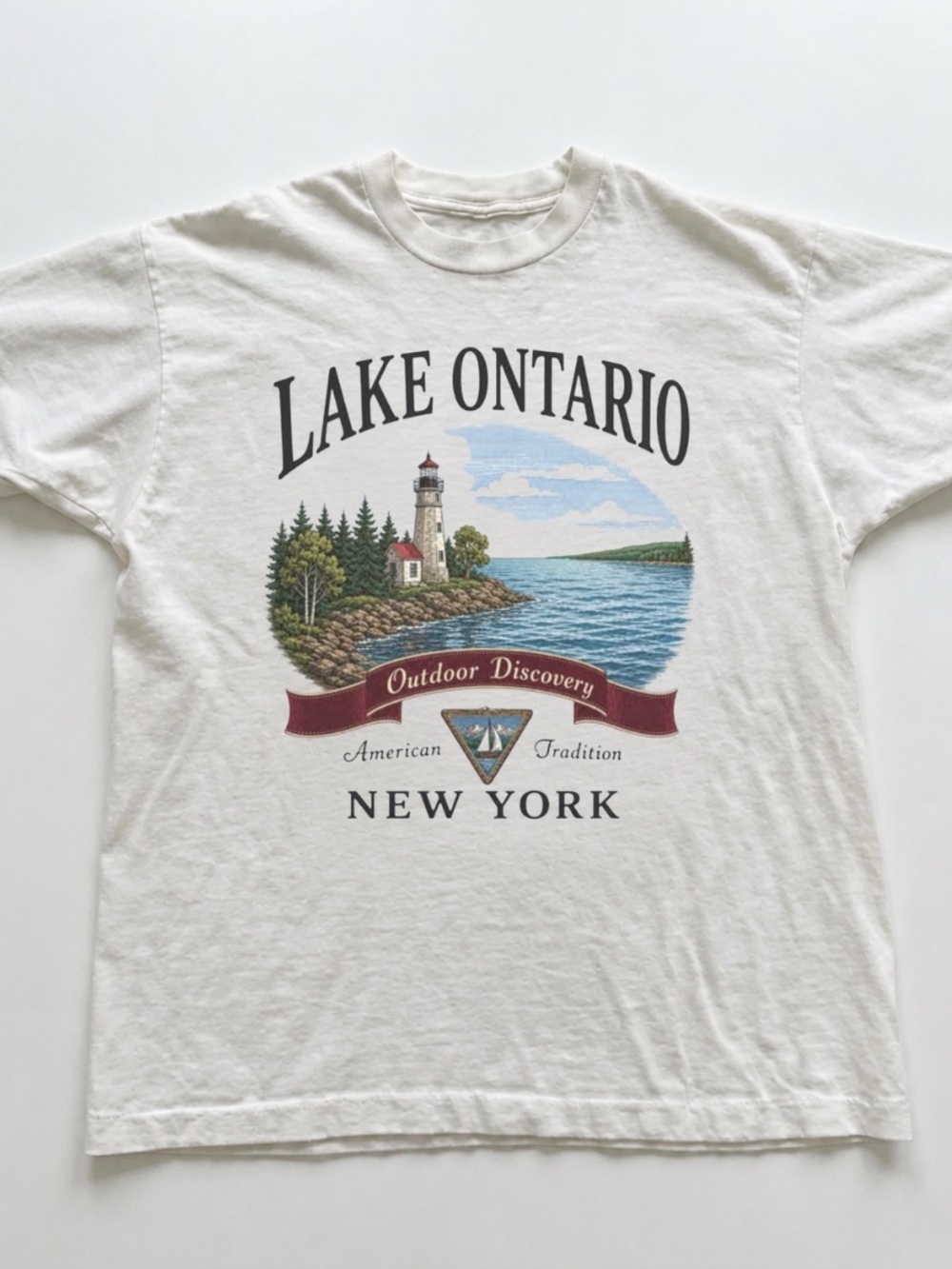 White Lake Ontario Graphic Tee with Lighthouse